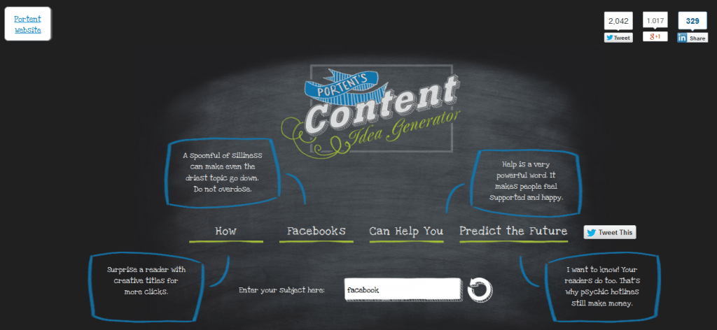 herramienta para generar títulos y contenidos originales Content Idea Generator